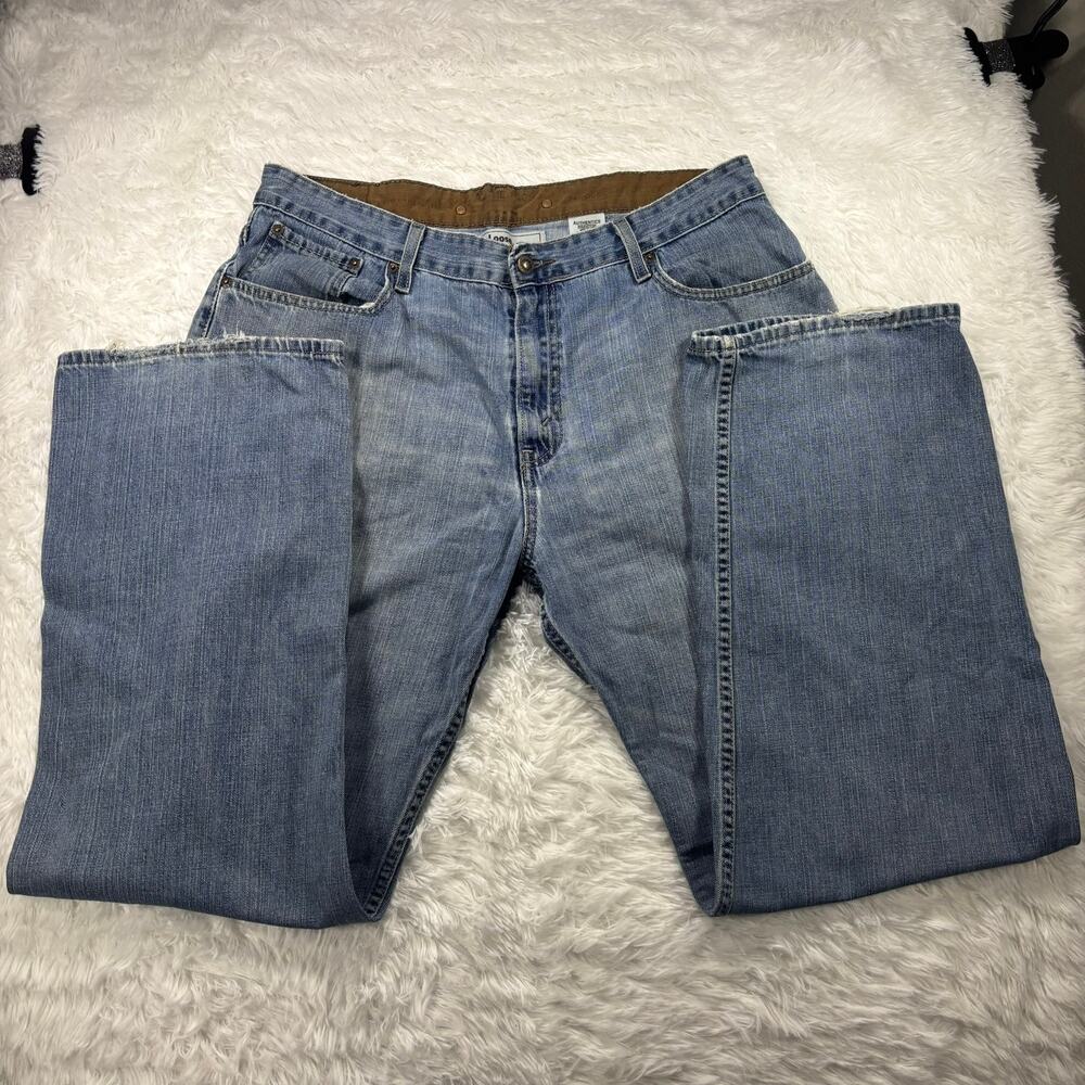 Y2K Baggy Loose Fit Straight Leg Skater Grunge Distressed Denim Jeans 36x34